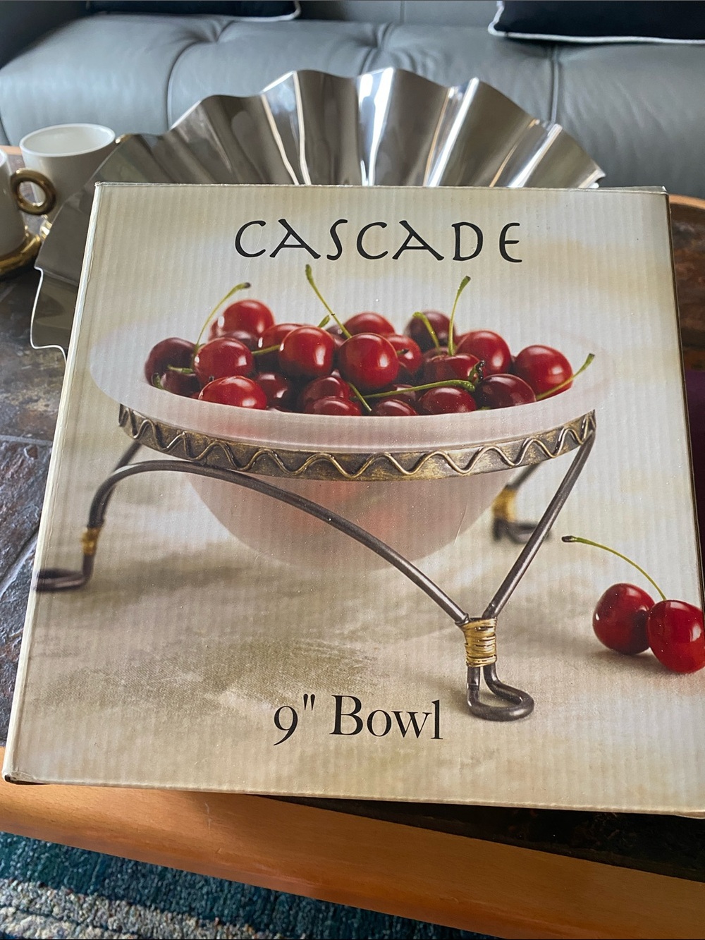 Cascade 9" Decorative Bowl - White with Gold & Silver Accents